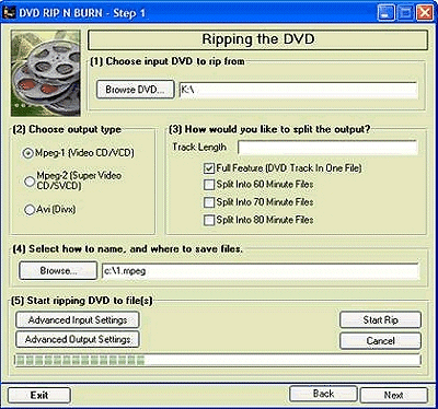 Enregistrer un DVD au format DivX : étape 1 sur DVD Rip'n'Burn